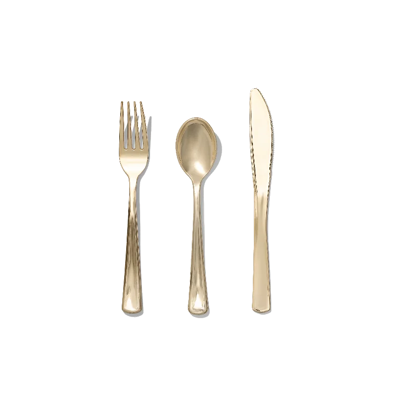 Metallic Gold Cutlery (30 per pack)