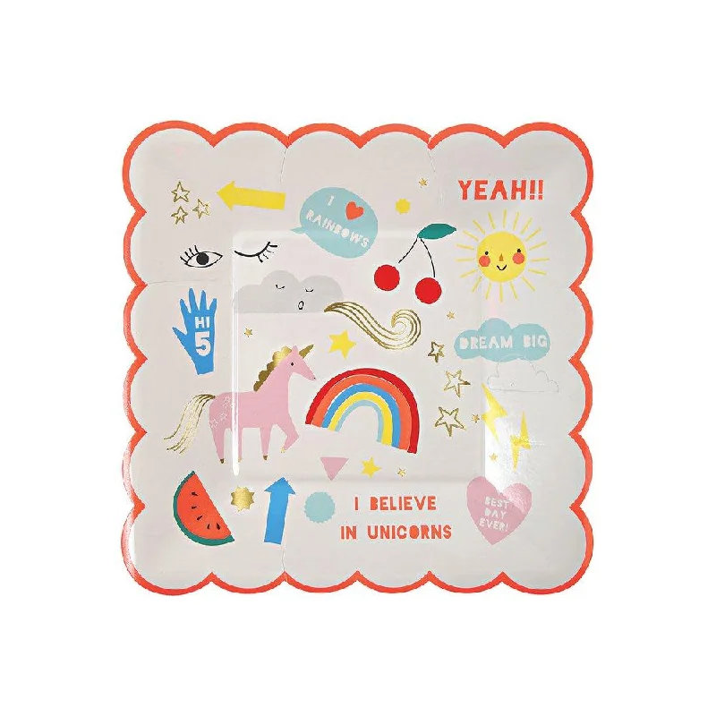 I Believe In Unicorns Small Plates, Pack of 8