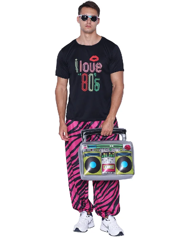 I Love The 80s Mens Pink Zebra Print Costume