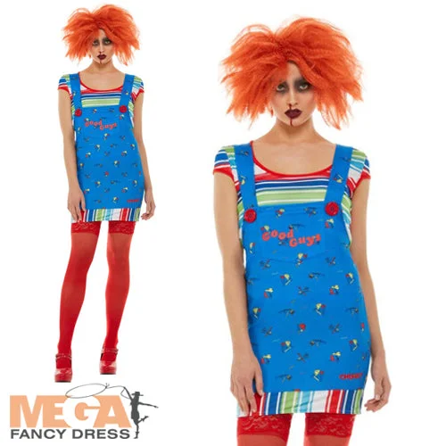 Ladies Chucky Fancy Dress Killer Doll Halloween Horror Movie Costume