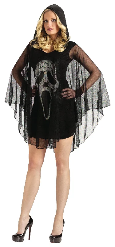 Ladies Scream Poncho Halloween Horror Fancy Dress Costume