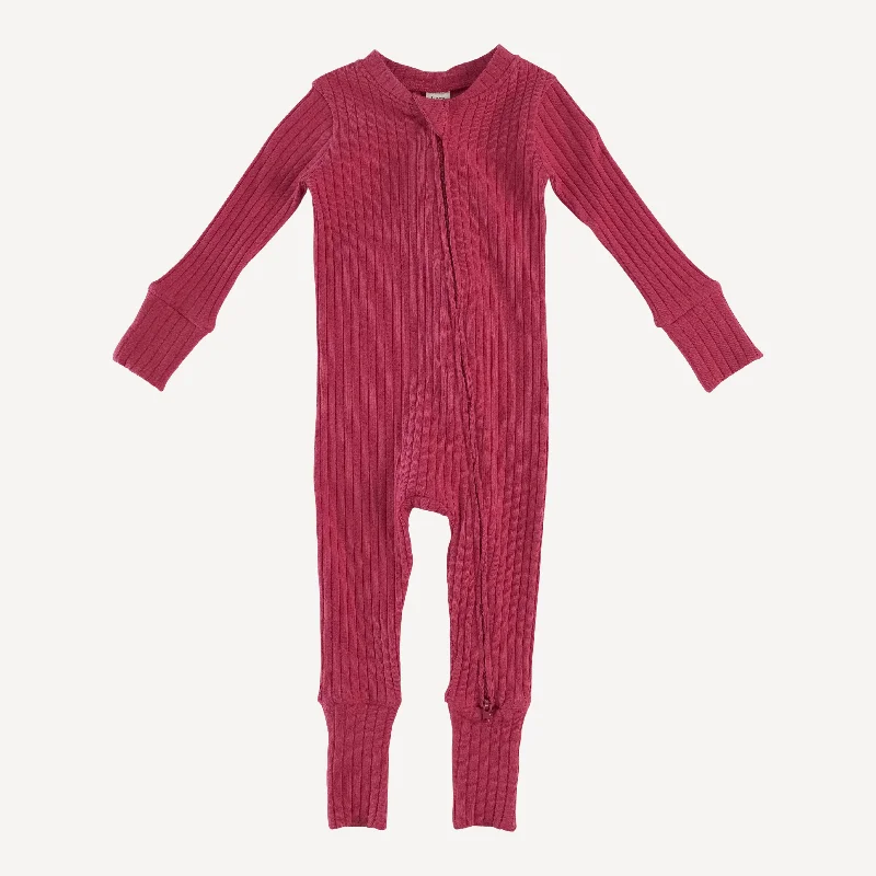 long sleeve convertible zippy pj | american beauty | organic cotton wide rib