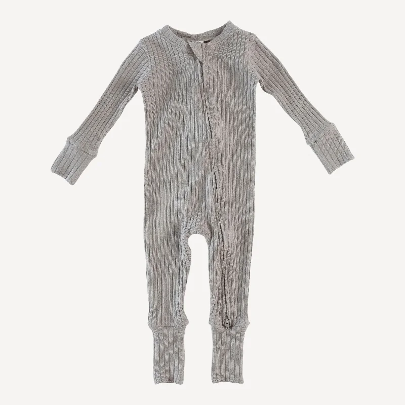 long sleeve convertible zippy pj | dove | organic cotton wide rib