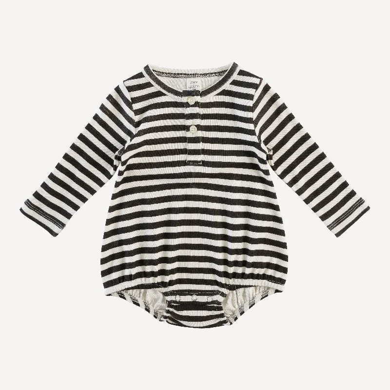 long sleeve henley bubble | black stripe | organic cotton interlock