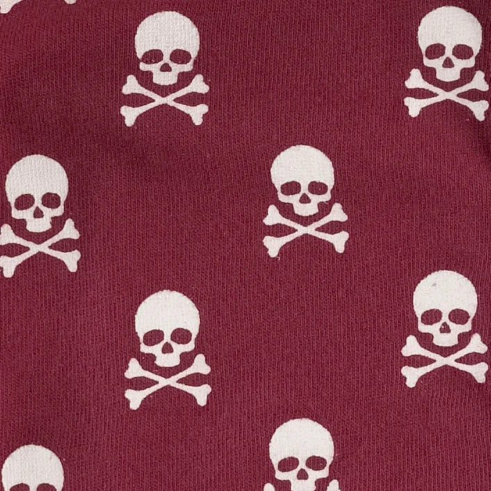 long sleeve henley bubble | red skulls | organic cotton terry