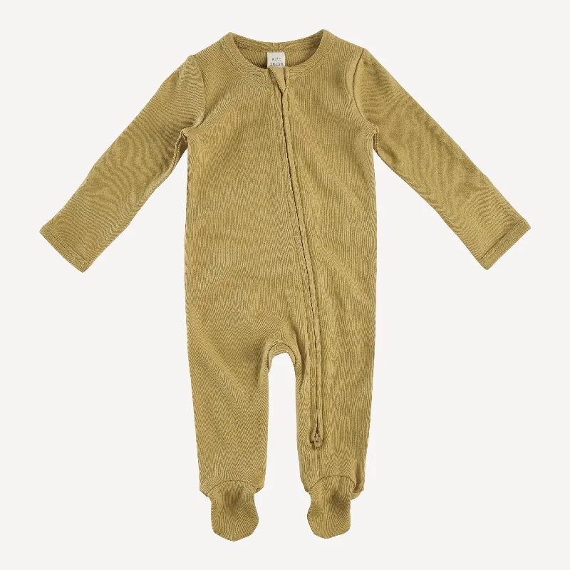 long sleeve two way zipper footie | fennel | organic cotton interlock