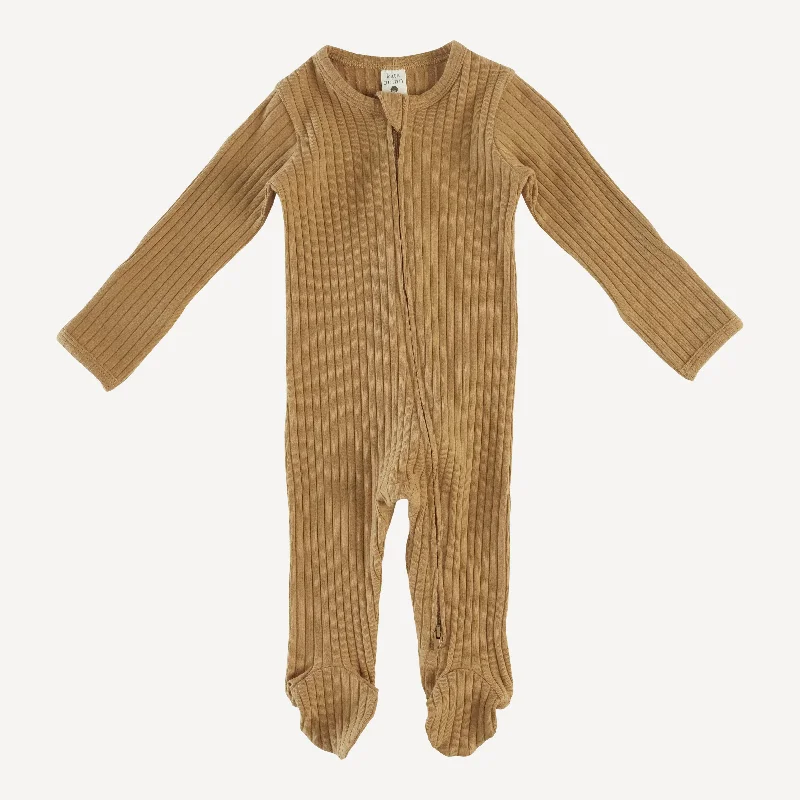 long sleeve zipper footie | apple cinnamon | organic cotton wide rib