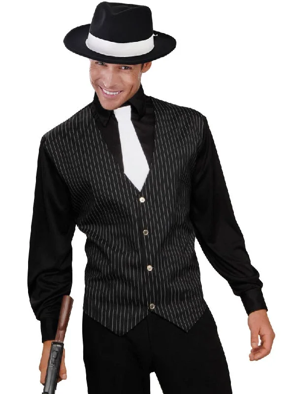 1920s Gangster Mens Pinstripe Costume Shirt with Tie