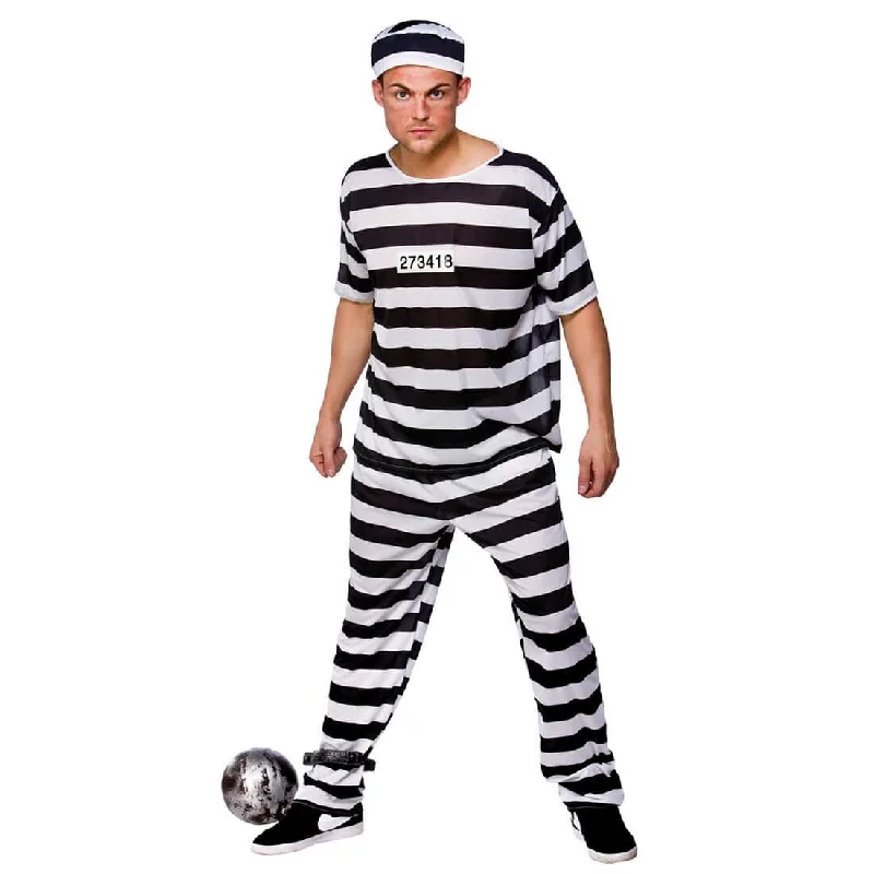 Mens Prison Break Convict Fancy Dress Halloween Costume