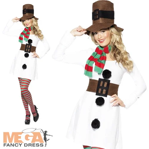 Ladies Miss Snowman Christmas Festive Holiday Costume