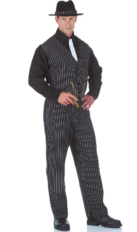 Mobster Boss Black Pinstripe Mens 1920s Gangster Costume