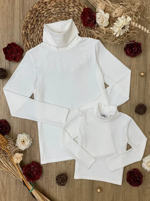 Mommy and Me Cream Fall Ribbed Turtleneck