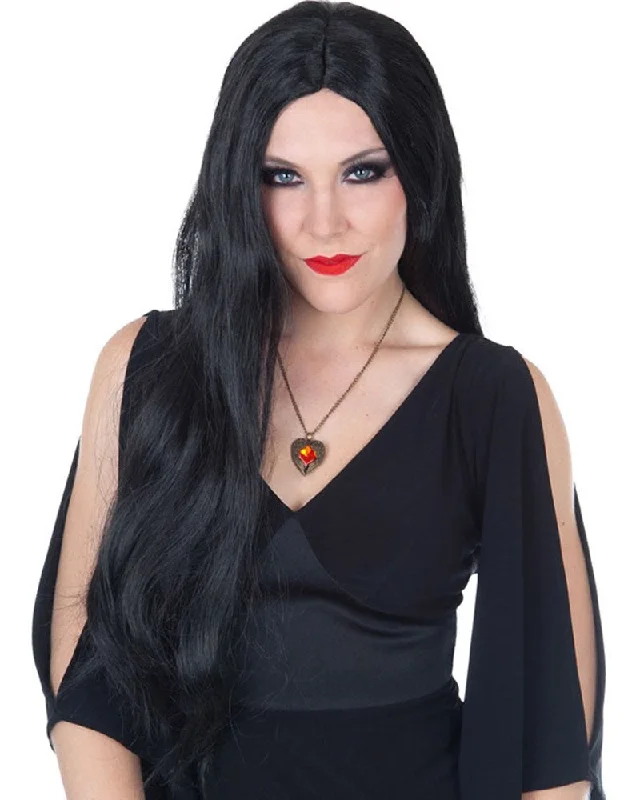 Morticia Black Halloween Wig