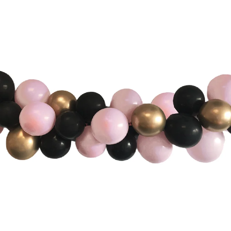 Pastel Pink, Black and Chrome Gold Balloon Arch DIY Kit - 2.5m