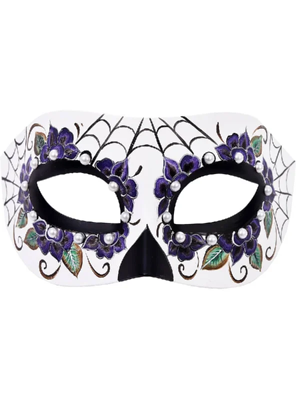 Anabelle Day of the Dead Masquerade Mask with Pearl Beads