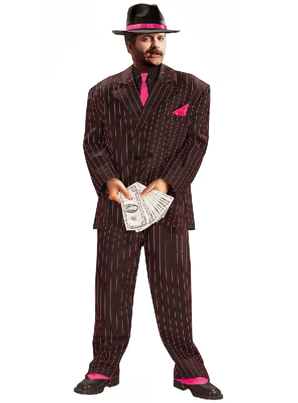 1920s Black and Pink Pinstripe Mens Gangster Costume