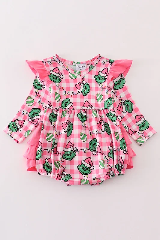 Pink grinch print girl bubble