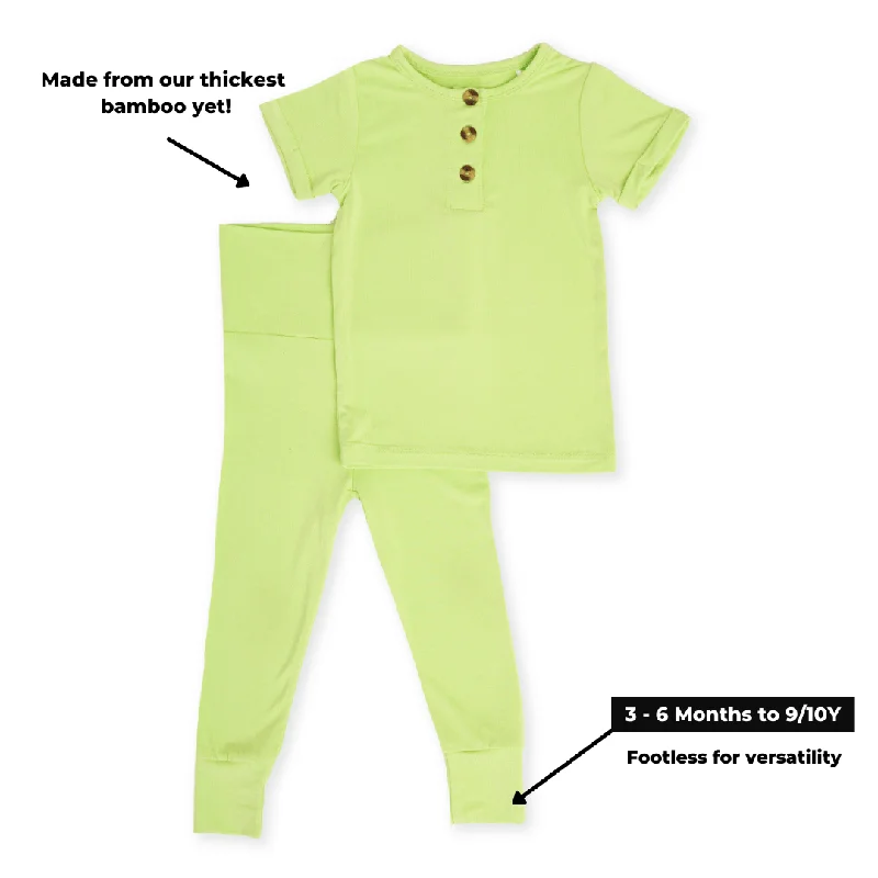 Pistachio Two-Piece Button Set - Short Sleeves