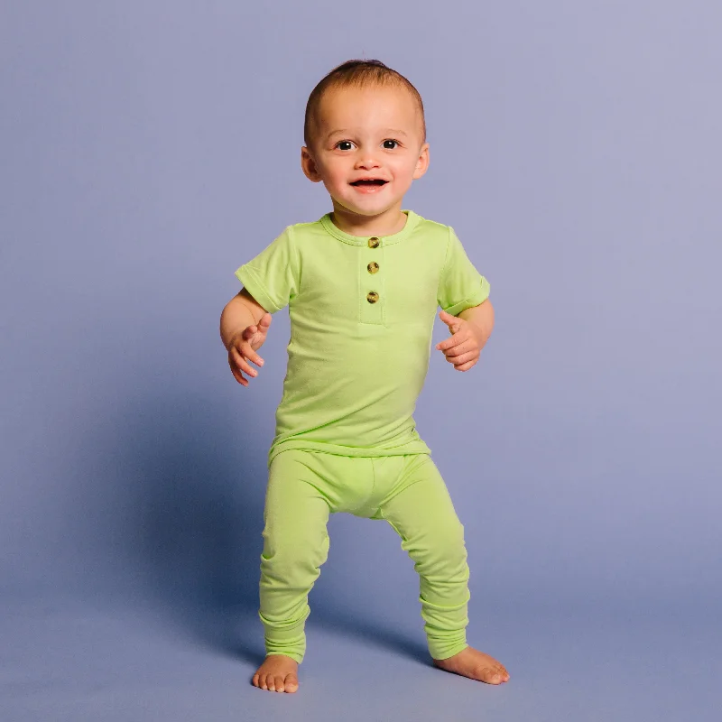 Pistachio Two-Piece Button Set - Short Sleeves