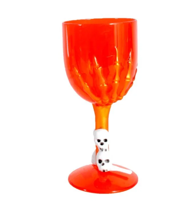 Plastic Orange Skeleton Wine Glass