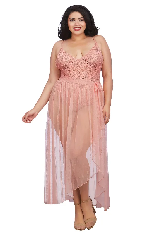 Plus Size Vintage Rose Teddy & Skirt | Adult Lingerie