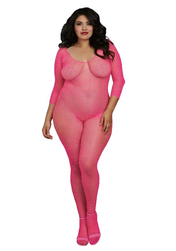 Plus Size Women's Pink Fishnet Body Stocking | Sexy Accessories