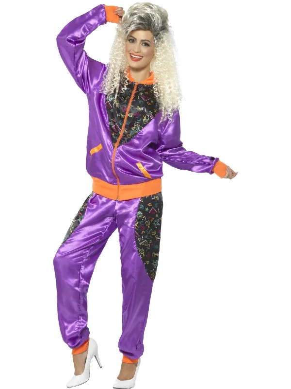 Ladies Retro Shell Suit 1980s Tracksuit Scouser Fancy Dress Costume