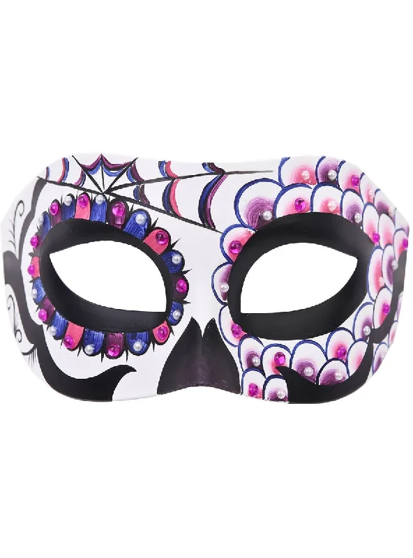 Adella Day of the Dead Masquerade Mask with Rhinestones