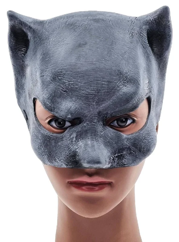 Charcoal Black Rubber Latex Cat Girl Costume Mask