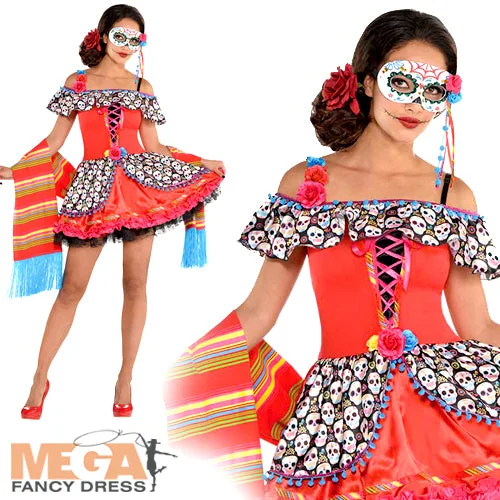 Colorful Senora Sugar Skull Ladies Costume