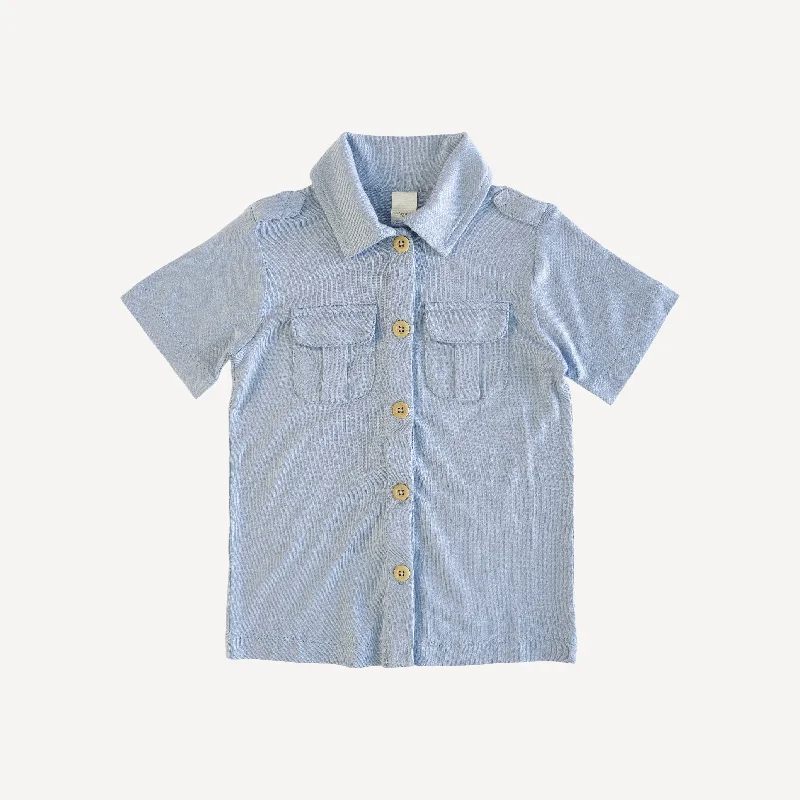 short sleeve military top | blue caspian | modal