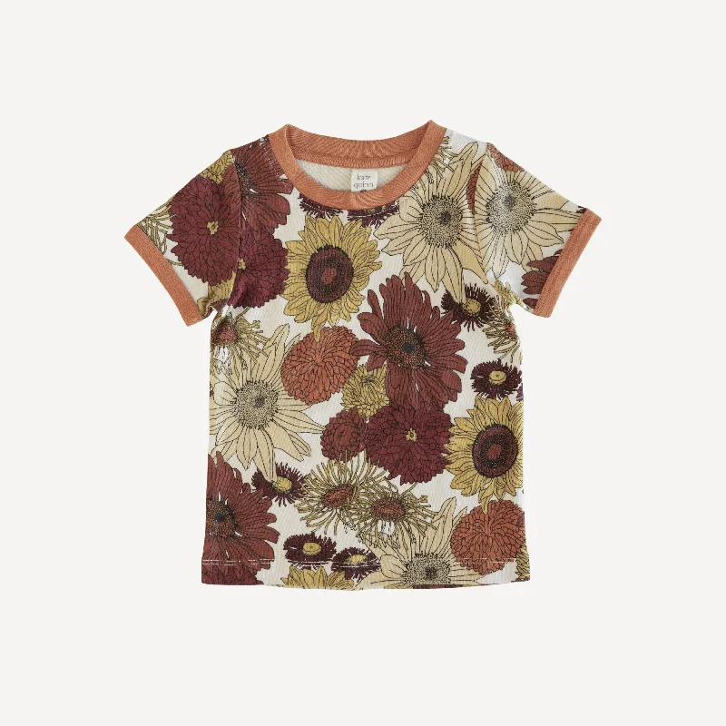 short sleeve ringer tee | multi sunflower | organic cotton interlock