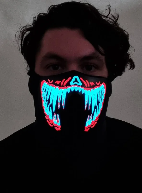 Bloody Red Teeth Sound Activated Light Up Mask