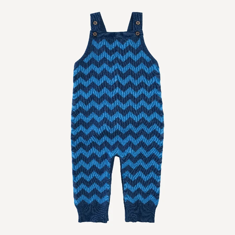 sweater overall | blue chevron stripe | organic cotton jacquard knit