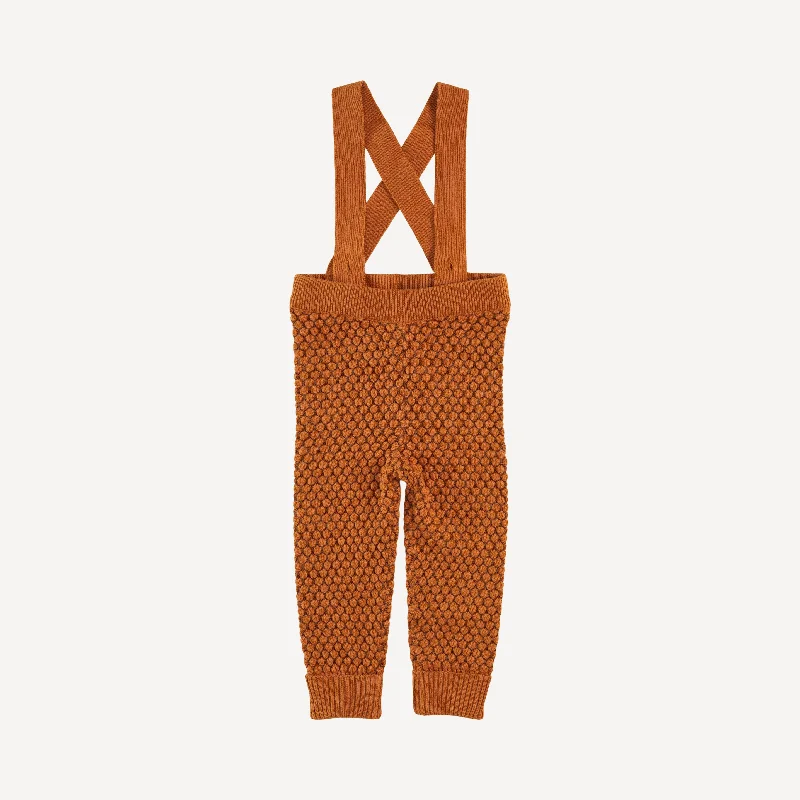 sweater suspender pant | tortoise | organic cotton honeycomb knit