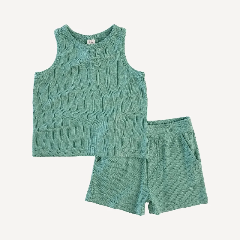 topstitch tank + relaxed short set | malachite | modal skinny rib