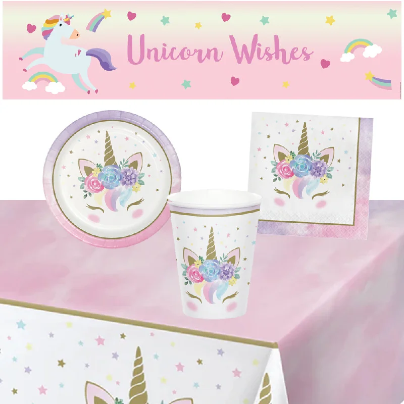 Unicorn Wishes Tableware Pack for 8 with FREE Banner!