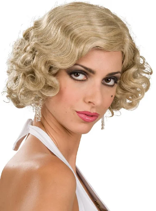 20s Flapper Blonde Finger Waves Womens Costume Wig