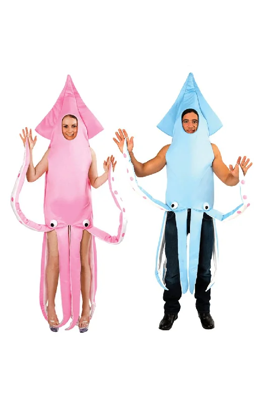 Blue & Pink Squid Couples Costume