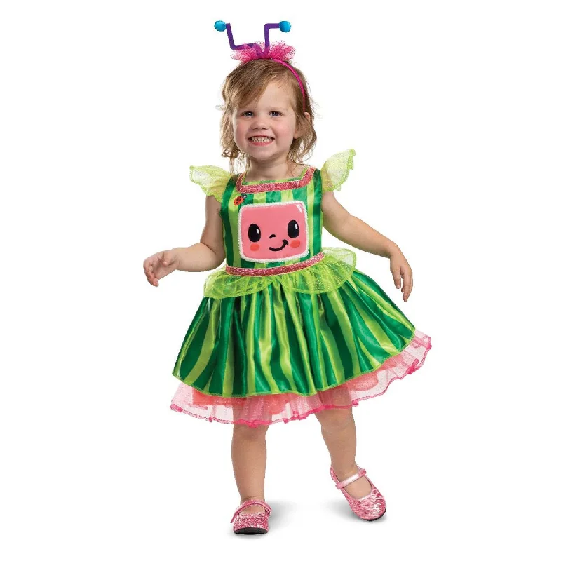 Cocomelon Deluxe Dress Costume for Toddlers, Green Striped Dress