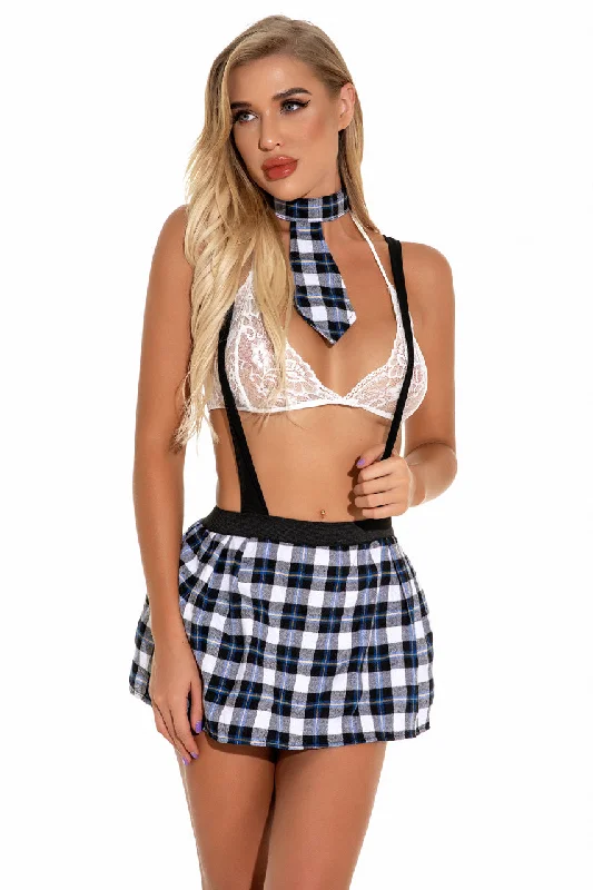 White / Blue Plaid / Small