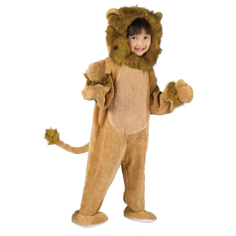 Cuddly Lion Costume for Toddlers, Brown Jumpsuit with Hood and Mittens