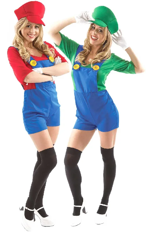 Womans Video Game Plumbers Couples Costume