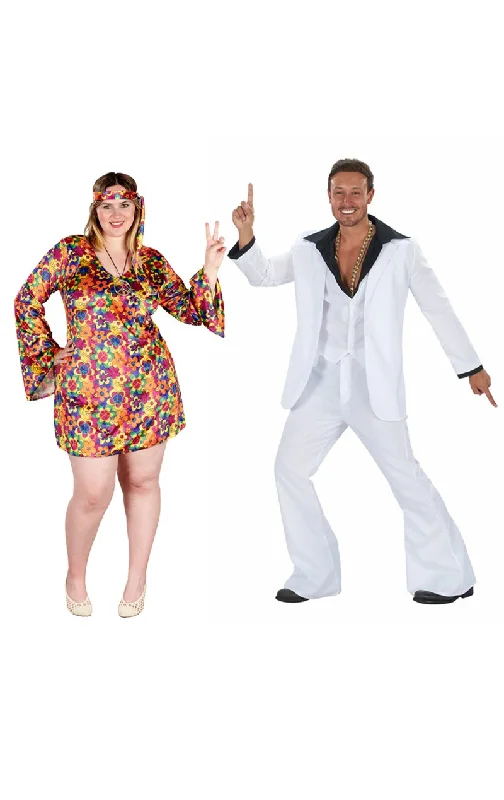 Flower Power & Disco Man Couples Costume