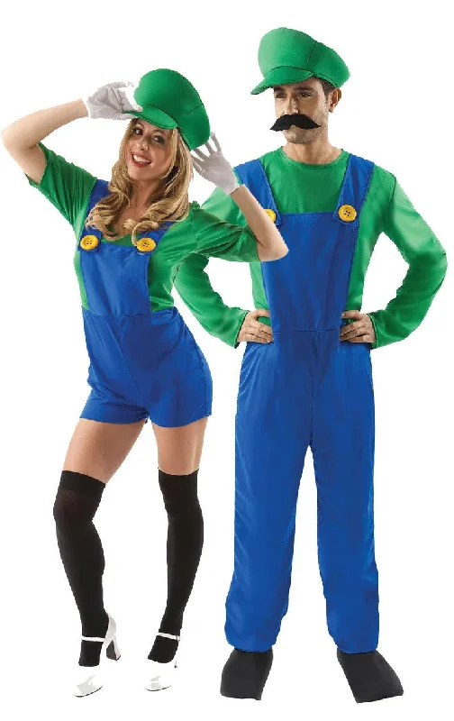 Man and Woman Green Plumber Costume