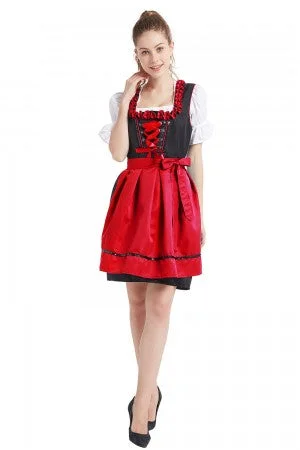 Premium Oktoberfest Red Lederhosen Alpine Couple Costumes