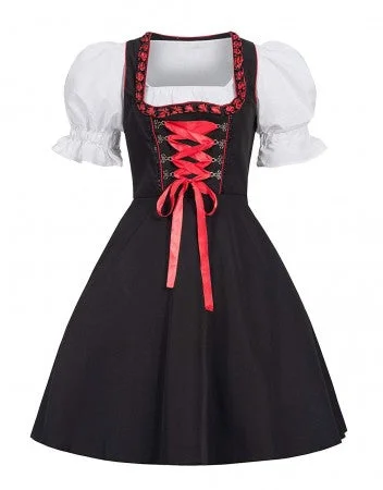 Premium Oktoberfest Red Lederhosen Alpine Couple Costumes