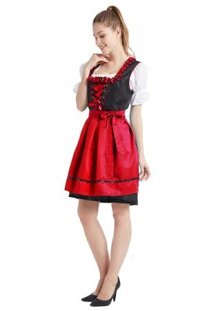 Premium Oktoberfest Red Lederhosen Alpine Couple Costumes