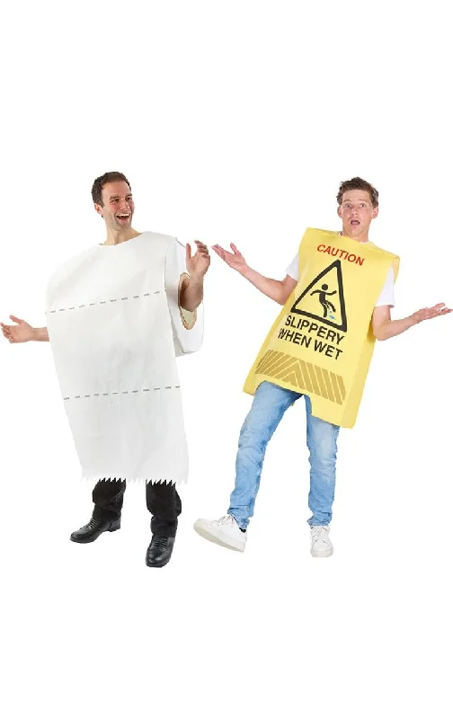 Toilet Roll & Wet Floor Sign Couples Costume